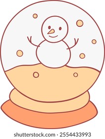  illustration of Christmas globe with snowman Hand drawn