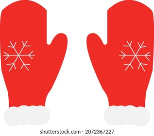 Illustration of a Christmas gloves. Isolated on white background. Idea for stickers, printing, children's book, advertising