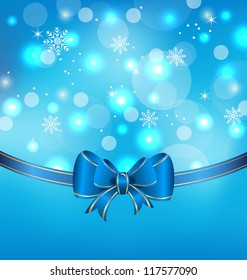 Illustration Christmas glowing packing with bow -  vector