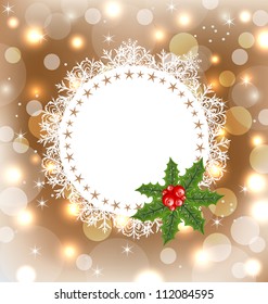 Illustration Christmas greeting card with mistletoe - vector