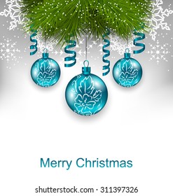 Illustration Christmas Greeting Card with Traditional Adornment - Vector