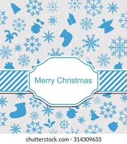 Illustration Christmas Greeting Invitation with Traditional Symbols - vector