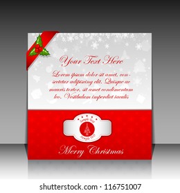 Illustration of Christmas Greetings Card with ribbon