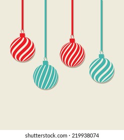 Illustration Christmas hanging balls with copy space for your text, simple style - vector