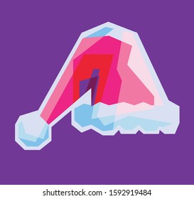 illustration of a Christmas hat that likes to be used at Christmas, in a vector wpap pop art design with a purple background