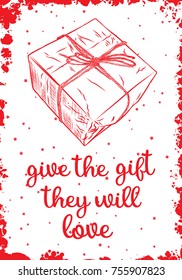 Illustration of a Christmas Holiday Design with Gift Box. Vector.