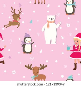 Illustration of Christmas holiday design to seamless pattern.