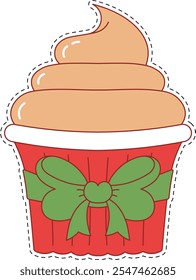 Illustration of a Christmas Ice Cream Sticker style