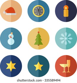   Illustration Christmas Icons and New Year Traditional Elements