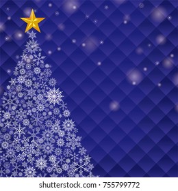 Illustration of Christmas image, Illustration of Christmas tree drawn by blue, snow crystal
