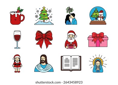 illustration of christmas items collection
