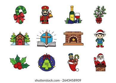 illustration of christmas items set