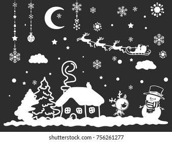 Illustration of a Christmas landscape