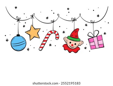 An illustration of Christmas line art element design vector illustration