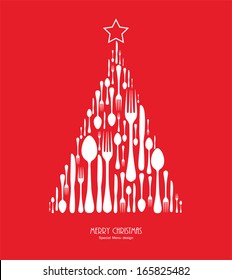illustration for Christmas menu on red background