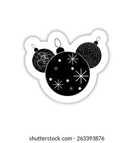 Illustration Christmas multicolor balls on a white background with shadow