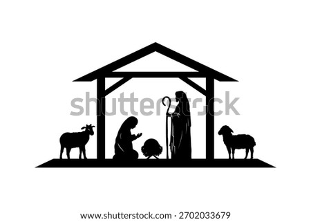 Illustration of Christmas Nativity scene with the three wise 