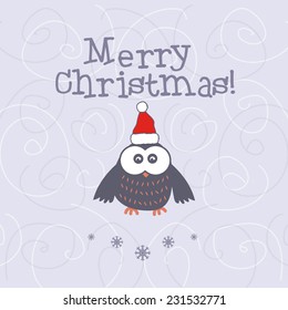 Illustration Christmas with owl. Vector 
