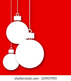 Illustration Christmas paper hanging balls with copy space for your text - vector