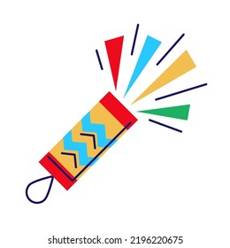Illustration of Christmas party cracker. Happy New Year decoration. Holiday seasonal object.
