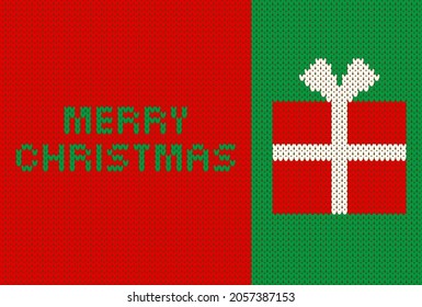 Illustration of Christmas pattern knitted with yarn (background, vector, card)