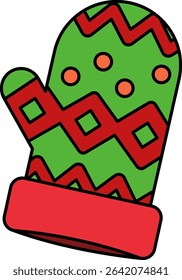 illustration of a christmas pattern mitten 