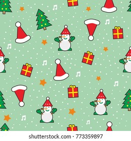 Illustration of Christmas pattern on green background