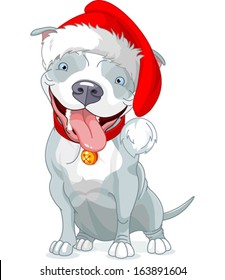 Illustration of Christmas Pit Bull Dog  