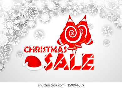 illustration of Christmas Sale background with Santa Cap