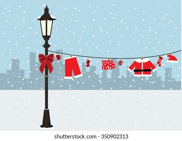 Illustration of a Christmas Santa Claus Clothes. Vector illustration

