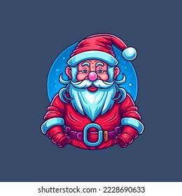 Illustration for Christmas Santa Claus Logo Cartoon Mascot Merry Christmas and happy new year greeting card