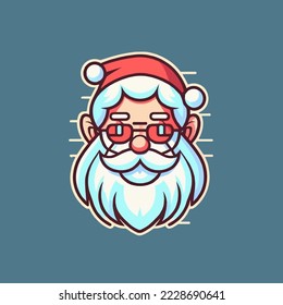 Illustration for Christmas Santa Claus Logo Cartoon Mascot Merry Christmas and happy new year greeting card