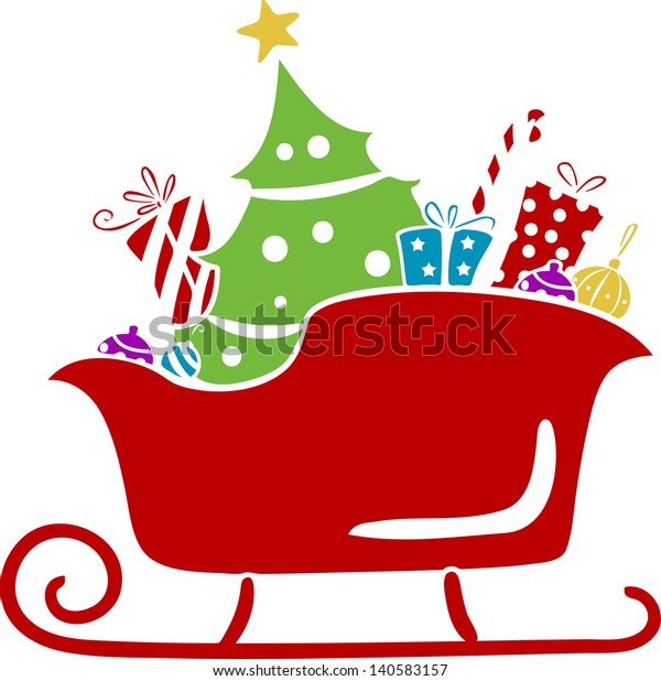 Illustration Christmas Santa Sleigh Gifts Stencil Stock Vector (Royalty ...
