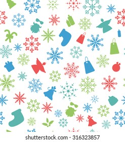 Illustration Christmas Seamless Pattern with Traditional Elements - Vector