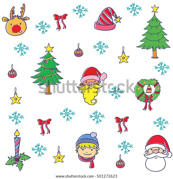 Illustration Christmas Set Doodles Collection Stock Stock Vector