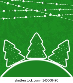 Illustration Christmas set trees with garland - vector