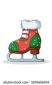 Illustration of Christmas skates hand drawing