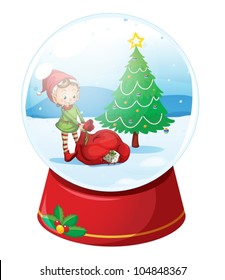 Illustration of a christmas snow globe