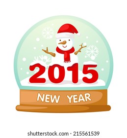 illustration of christmas snow globe with snowman vector