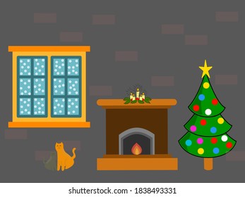 illustration of christmas with snowfall
