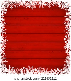 Illustration Christmas snowflakes border on wooden background - vector