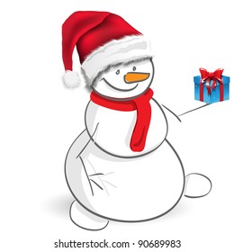 illustration, a Christmas snowman on a white background