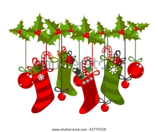 illustration of christmas socks on a white background