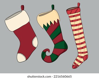 Ilustración del vector de medias navideñas 