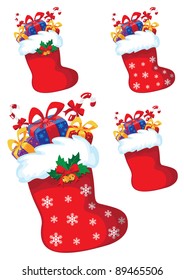 illustration of a christmas stocking with gift set
