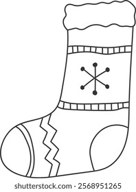 An illustration of a christmas stockings with distinctive hand drawn lines