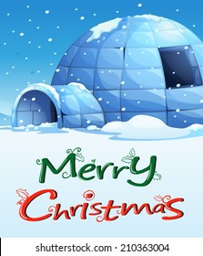Illustration of a christmas template with an igloo