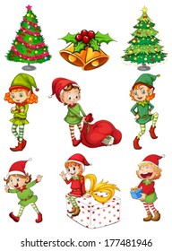 Illustration of the christmas templates on a white background