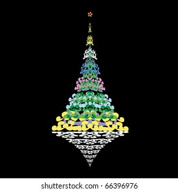 Illustration with Christmas tree