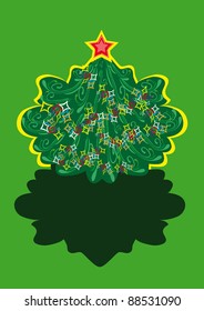 Illustration with christmas tree